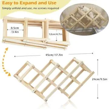 Jevnd Wooden Rat Climbing Toys, Natural Pet Rat Cage Accessories Climbing Ladder, Fancy Rats Enrichm...