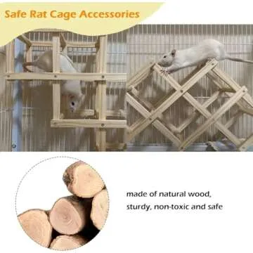 Jevnd Wooden Rat Climbing Toys, Natural Pet Rat Cage Accessories Climbing Ladder, Fancy Rats Enrichment Toys Activities, Hanging Rat Toys for Pet Rats in Cage Playing Chewing (M, 1pc)
