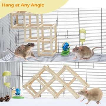 Jevnd Wooden Rat Climbing Toys, Natural Pet Rat Cage Accessories Climbing Ladder, Fancy Rats Enrichment Toys Activities, Hanging Rat Toys for Pet Rats in Cage Playing Chewing (M, 1pc)