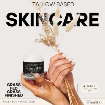 Amallow 100% Grass Fed Beef Tallow for Skin Care - Face + Body - Whipped Moisturizer - Natural Lotio...