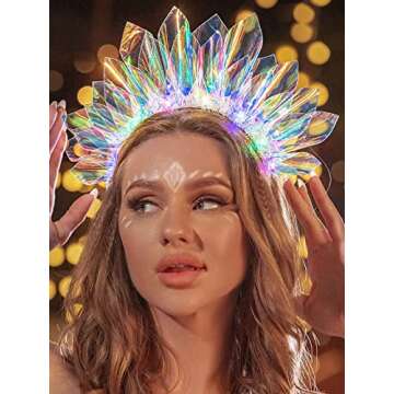 EARENT Light Up Headbands Led Glow Hair Band Flashing Holiday Rave Costume Hair Accessories for Women