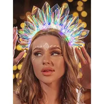 EARENT Light Up Headbands Led Glow Hair Band Flashing Holiday Rave Costume Hair Accessories for Women