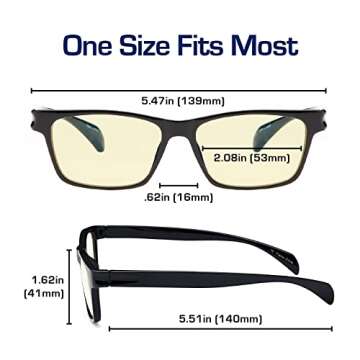 Gamma Ray Computer Blue Light Blocking Gaming Reading Glasses w/Amber Tint and Anti Glare UV Digital Eyestrain
