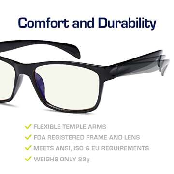 Gamma Ray Computer Blue Light Blocking Gaming Reading Glasses w/Amber Tint and Anti Glare UV Digital Eyestrain
