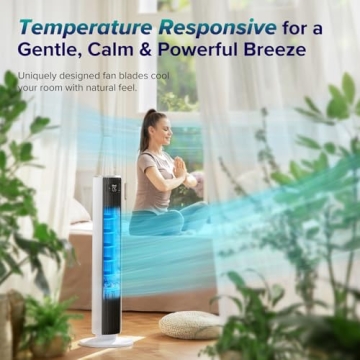 LEVOIT Ultra-Quiet Tower Fan with Smart Sensor 90° Oscillation
