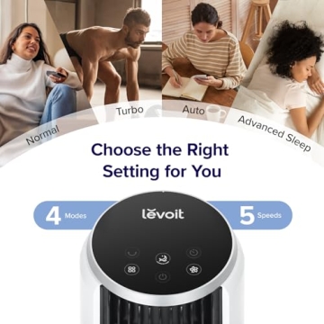 LEVOIT Ultra-Quiet Tower Fan with Smart Sensor 90° Oscillation