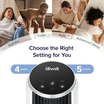 LEVOIT Ultra-Quiet Tower Fan with Smart Sensor 90° Oscillation