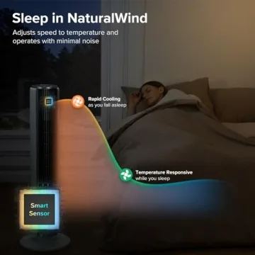 LEVOIT Ultra-Quiet Tower Fan with Smart Sensor 90° Oscillation