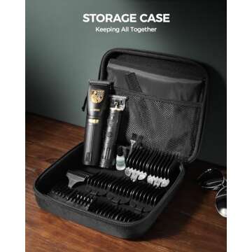 GLAKER Hair Clippers for Men Professional, Cordless Clippers for Hair Cutting, Mens Hair Clippers and Trimmer Kit for Barber with LED Display 15 Guide Combs