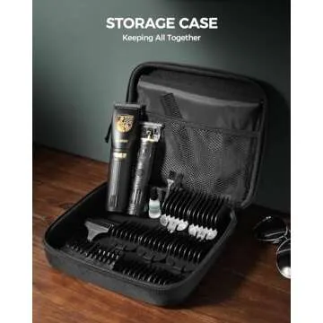 GLAKER Hair Clippers for Men Professional, Cordless Clippers for Hair Cutting, Mens Hair Clippers and Trimmer Kit for Barber with LED Display 15 Guide Combs