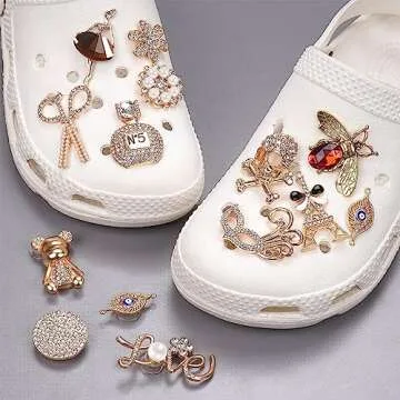 Dnoivr Bling Chain Charms for Clog Shoes Decoration,Designer Clogs Charms for Girls Gift Crystal Jewelry Accessories for Shoes,These Bling Shoe Charms Can Make Your Shoes Gleaming. (A)