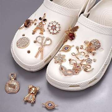 Dnoivr Bling Chain Charms for Clog Shoes Decoration,Designer Clogs Charms for Girls Gift Crystal Jewelry Accessories for Shoes,These Bling Shoe Charms Can Make Your Shoes Gleaming. (A)