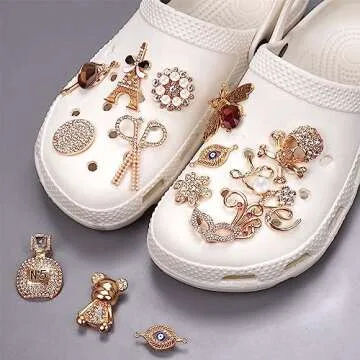 Dnoivr Bling Chain Charms for Clog Shoes Decoration,Designer Clogs Charms for Girls Gift Crystal Jewelry Accessories for Shoes,These Bling Shoe Charms Can Make Your Shoes Gleaming. (A)