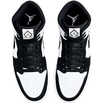 Nike Men's Air Jordan 1 MID SE Shoes, White/Black-multi Color, 9.5