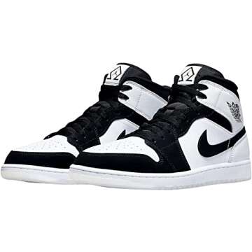 Nike Men's Air Jordan 1 MID SE Shoes, White/Black-multi Color, 9.5