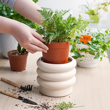 JOFAMY Tiered Bubble Ceramic Planter - Stylish 6 Inch Indoor Pot