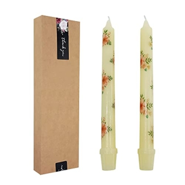 Floral Wedding Candle Pillar Candles - 10 Inch Unscented Candles Stick for Wedding Decoration Celebr...