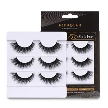 Mink Natural False Eyelashes - Bepholan 3-Pack Cat Eye Lashes
