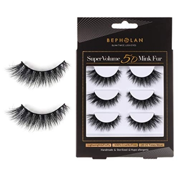 Mink Natural False Eyelashes - Bepholan 3-Pack Cat Eye Lashes