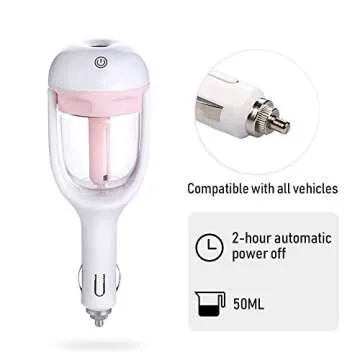 Car Humidifier Air Refresher Purifier Aromatherapy Essential Oil Diffuser (Pink)