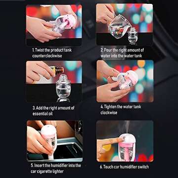 Car Humidifier Air Refresher Purifier Aromatherapy Essential Oil Diffuser (Pink)