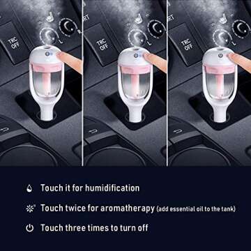 Car Humidifier Air Refresher Purifier Aromatherapy Essential Oil Diffuser (Pink)