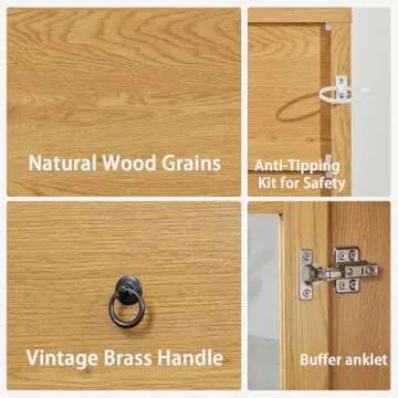 MECHYIN Arched Cabinet, 71" Tall Modern Storage Cabinet, Arched Kitchen Pantry Cabinet, Arched Bookshelf with Doors and Drawer, Wooden Storage Cabinet for Dining Room (Mid-Century Modern, Natural)