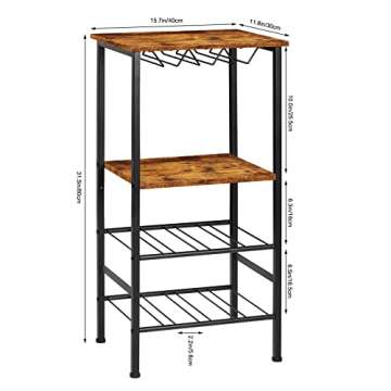 Wine Rack Freestanding Floor, Wine Rack Table Wine Bar Cabinet with Glass Holder Wine Rack with Stor...