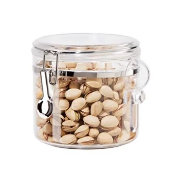 OGGI Clear Canister Airtight 38oz - Clamp Lid & Spoon - Airtight Food Storage Containers, Ideal for ...