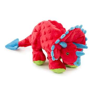 goDog Dinos Frills Squeaky Plush Dog Toy, Chew Guard Technology - Red, Large