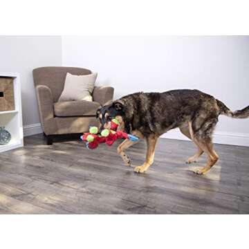 goDog Dinos Frills Squeaky Plush Dog Toy, Chew Guard Technology - Red, Large