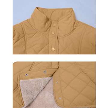 SeekMe Womens Quilted Puffer Vest Fleece Lined Sleeveless Lightweight Down Vests Warm Winter Sherpa Jacket Outerwear