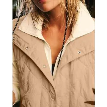 SeekMe Womens Quilted Puffer Vest Fleece Lined Sleeveless Lightweight Down Vests Warm Winter Sherpa Jacket Outerwear