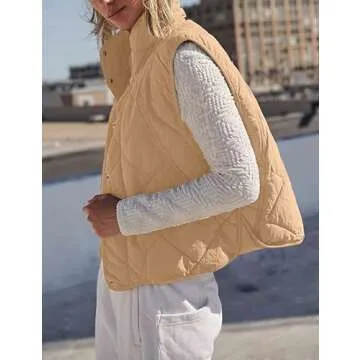 SeekMe Womens Quilted Puffer Vest Fleece Lined Sleeveless Lightweight Down Vests Warm Winter Sherpa Jacket Outerwear
