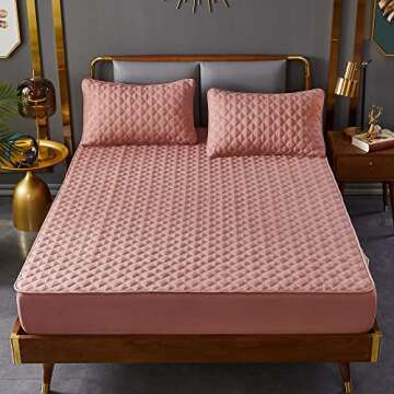 ZIQINPSQ Orange Pink Full Size Fitted Sheet,Deep Pocket Fitted Sheet,Winter Warm,Breathable, Non-Sli...