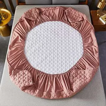 ZIQINPSQ Orange Pink Full Size Fitted Sheet,Deep Pocket Fitted Sheet,Winter Warm,Breathable, Non-Slip Perfect for Skincare Bed Sheet,for 18”-24” in Mattress,Cotton Quilted Fitted Sheet