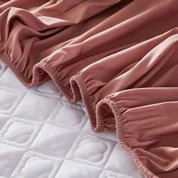 ZIQINPSQ Orange Pink Full Size Fitted Sheet,Deep Pocket Fitted Sheet,Winter Warm,Breathable, Non-Slip Perfect for Skincare Bed Sheet,for 18”-24” in Mattress,Cotton Quilted Fitted Sheet