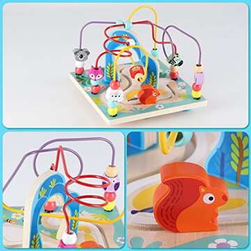 Qilay Wooden Activity Cube for Toddlers 1-3 (Large), 5 in 1 Multipurpose ABC-123 Abacus Bead Maze Shape Sorter | Early Educational Toy for Toddlers - First Birthday Present for Boys Girls