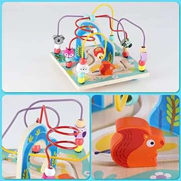 Qilay 5-in-1 Wooden Activity Cube for Toddlers 1-3