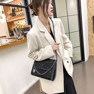 JOTHIN Crossbody Bags for Women Designer Handbags for Women Black Clutch Chain Crossbody Purse Women's Shoulder Handbags(Black)