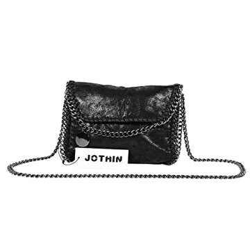 JOTHIN Crossbody Bags for Women Designer Handbags for Women Black Clutch Chain Crossbody Purse Women's Shoulder Handbags(Black)