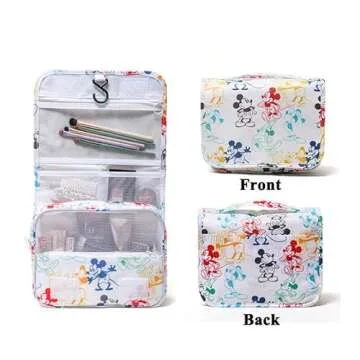 Finex Mickey Colorful Cartoon in White Background Toiletry Shower Bag with Handle and Hanging Hook for Travel Skincare Cosmetic Makeup Tools