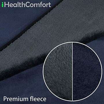 IHEALTHCOMFORT Machine Washable Electric Heated Blanket,12Volt Car Travel Blanket with Hi/M/Lo Heating 30/45/60 mins Auto-Off Timer,Warm for Truck/SUV/Van Driving(55.1"x39.4")(Navy Blue and Grey)