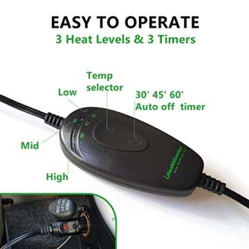 IHEALTHCOMFORT Machine Washable Electric Heated Blanket,12Volt Car Travel Blanket with Hi/M/Lo Heating 30/45/60 mins Auto-Off Timer,Warm for Truck/SUV/Van Driving(55.1"x39.4")(Navy Blue and Grey)