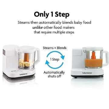 Baby Brezza One Step Glass Baby Food Maker – Auto shut Off, Dishwasher Safe Cooker and Blender to Steam + Puree Organic Food for Infants + Toddlers - 4 Cup Capacity