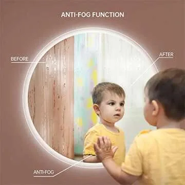 CITYMODA Bathroom Mirror with LED Lights 32 inch Circle Backlit Illuminated Wall Mounted Lighted Mirror Anti-Fog 3 Colors Change IP44 Dimmable Round LED Bathroom Mirror