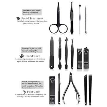 Professional Manicure Pedicure Set, CNKOBE 15Pcs Nail Clippers Set Pedicure Kit Stainless Steel Nail Clipper Set