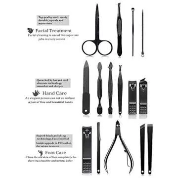 Professional Manicure Pedicure Set, CNKOBE 15Pcs Nail Clippers Set Pedicure Kit Stainless Steel Nail Clipper Set