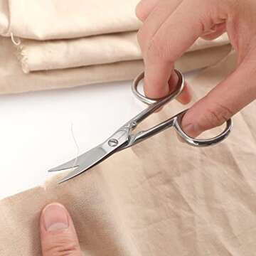 JARVISTAR Small Embroidery Curved Scissors, 4” Forged Stainless Steel Detail Craft Yarn Scissors, ...
