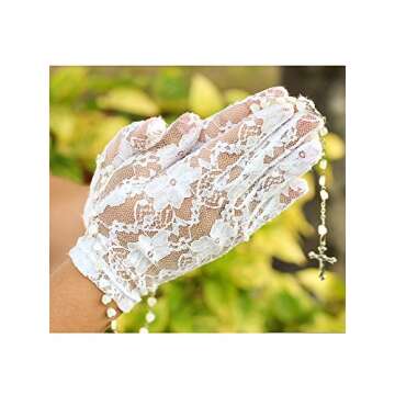SATINIOR Women Lace Gloves Tea Party Short Lace Gloves Courtesy Dressy for Wedding Dinner Party